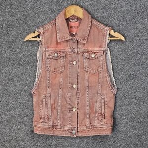 Brandy Melville Distressed Rose Denim Vest‎ - Effortless Cool!